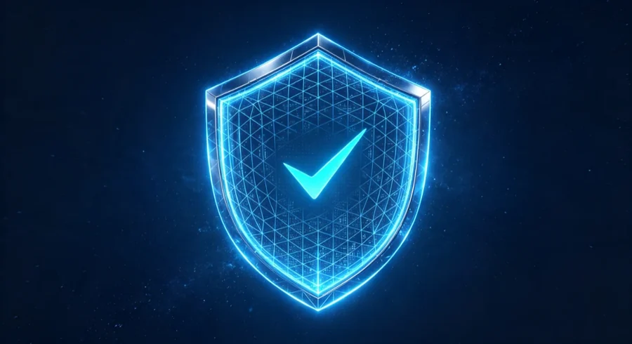 纳米云 NanoCloud 机场品牌插画:蓝色科技风的粒子与网络意象,非云计算产品